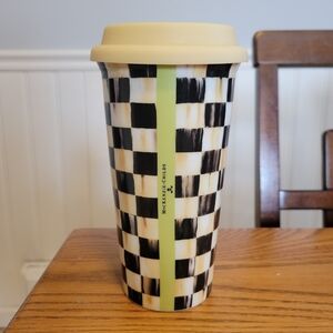 Mackenzie-Childs Checkered Travel Tumbler with Cream Lid